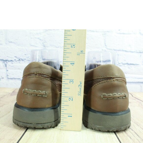 LL Bean All Week Brown Leather Shearling Lined Moccasin Slippers Size 11 M - Picture 6 of 9